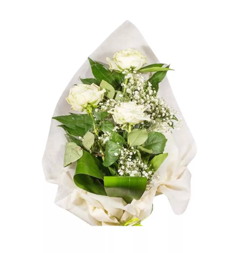 Bouquet Of Pure White Roses