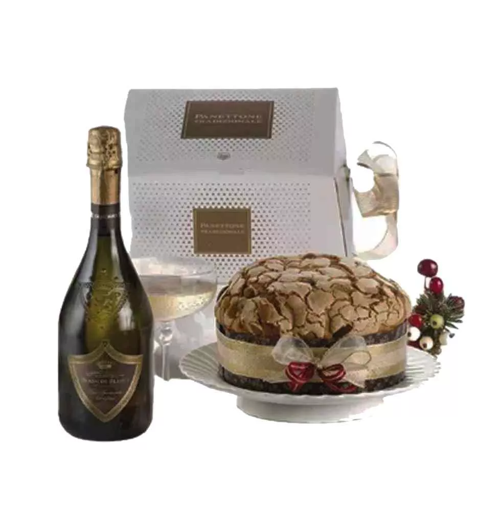 Elegant Sparkling Wine With Traditional Panettone