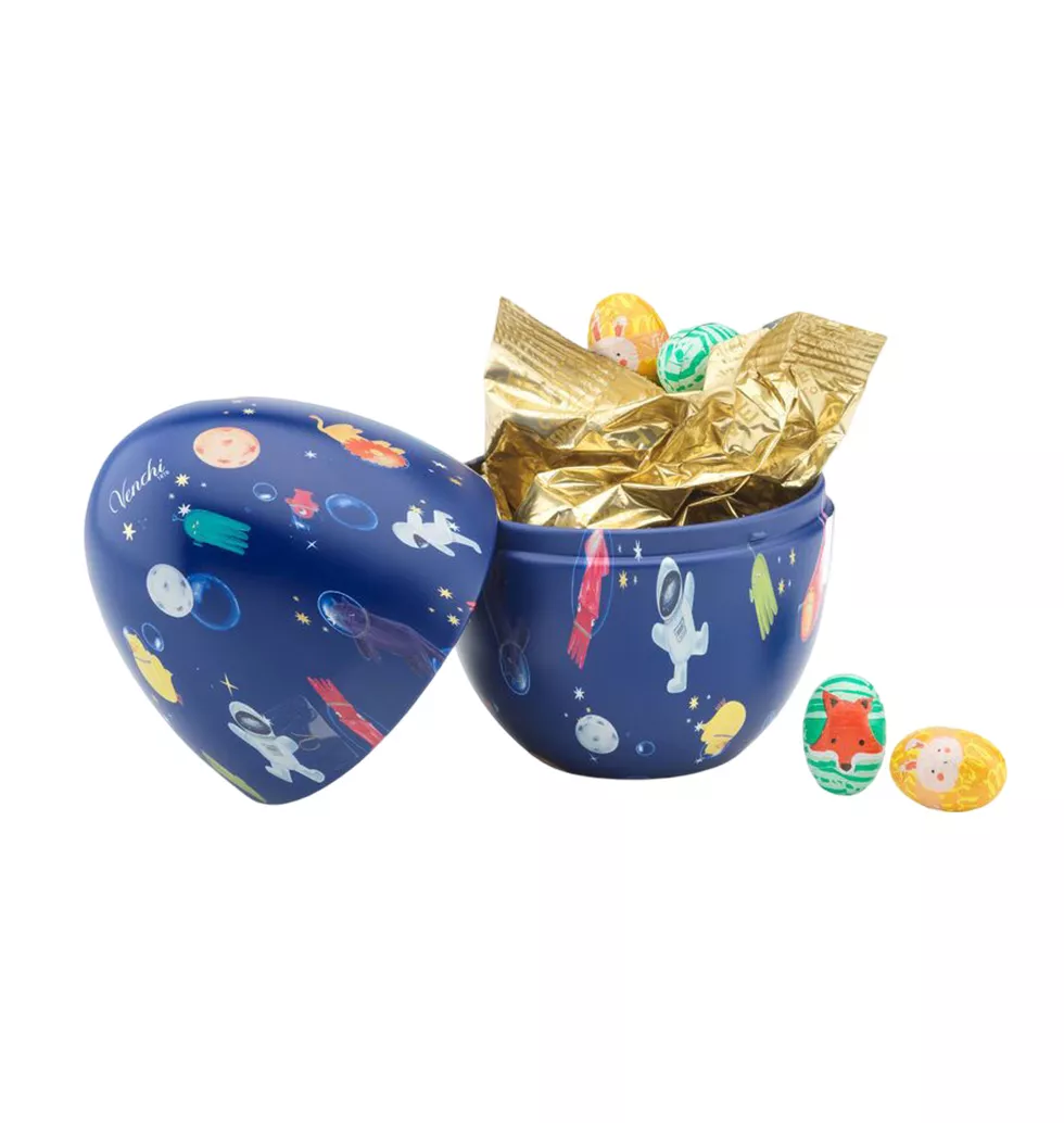 Tin Holding Chocolate Eggs Gift