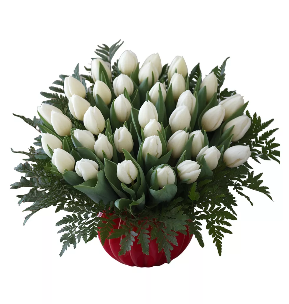 Pretty White Tulips Vase Arrangement