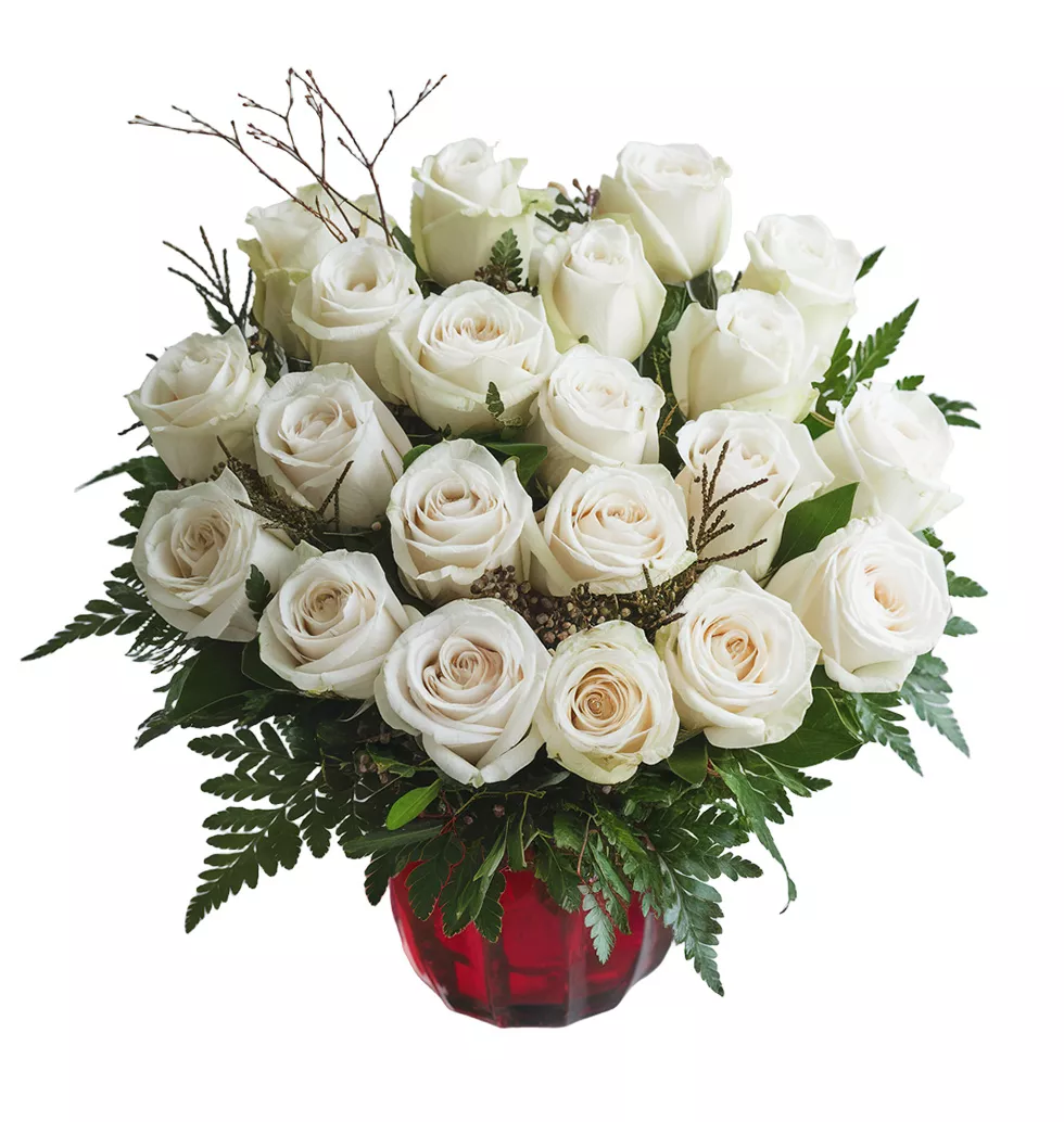 Graceful White Roses Vase Arrangement
