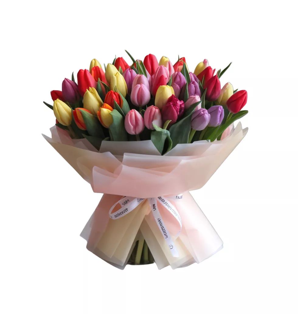 Fresh Mixed Tulips Bouquet