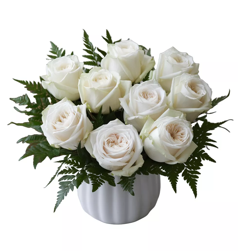 Serene White Roses Arrangement