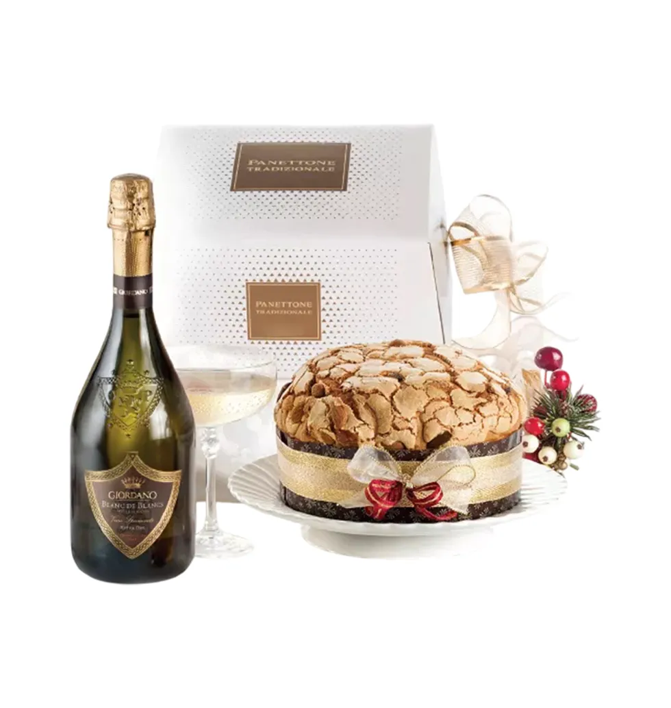 Festive Panettone & Wine Gift Combo
