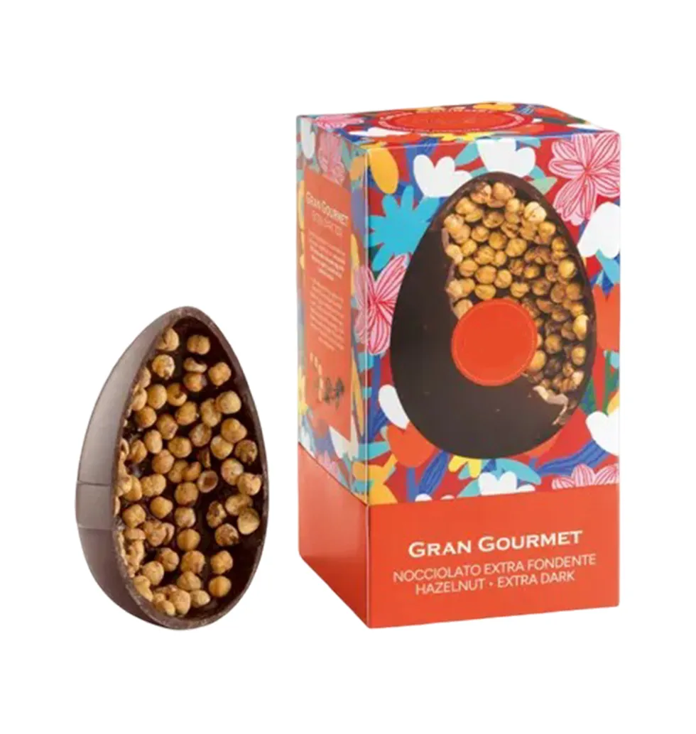 Luxurious 70% Dark Chocolate Egg with Hazelnuts